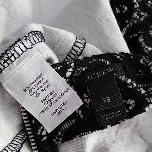 J.Crew Black Paisley Lace Peplum Top Back Showy Zipper 3/4 Sleeves - Picture 6 of 6